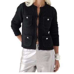 NWT J. Crew Odette Sweater Lady Jacket black cardigan sz XS